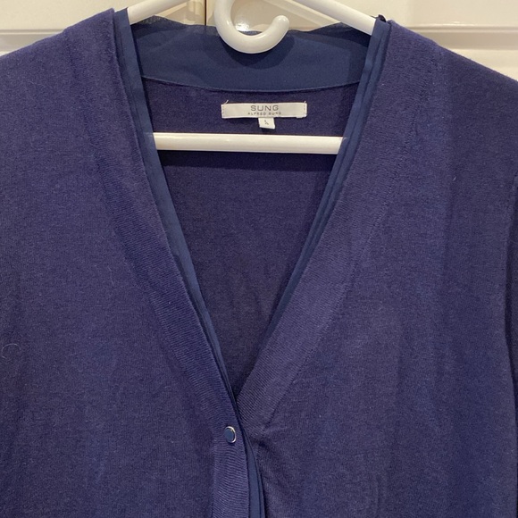 Alfred Sung cardigan sweater, long sleeve, buttons, pockets, grapeseed, large - Picture 3 of 11